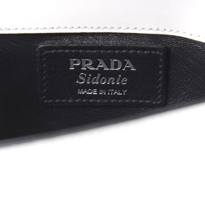 Prada City Calfskin Sidonie Shoulder Bag White Black 9 of 11