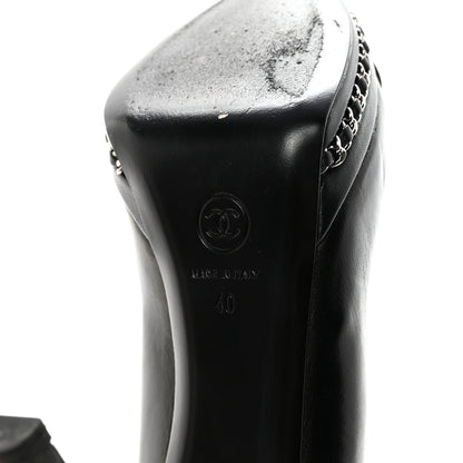 Chanel Lambskin CC Cap Toe Platform Chain Pumps 40 Black 13 of 20