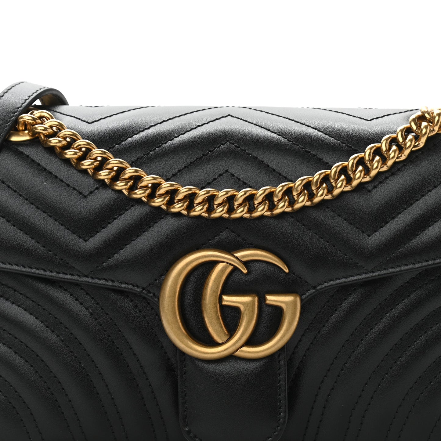 Calfskin Matelasse Small GG Marmont Shoulder Bag Black