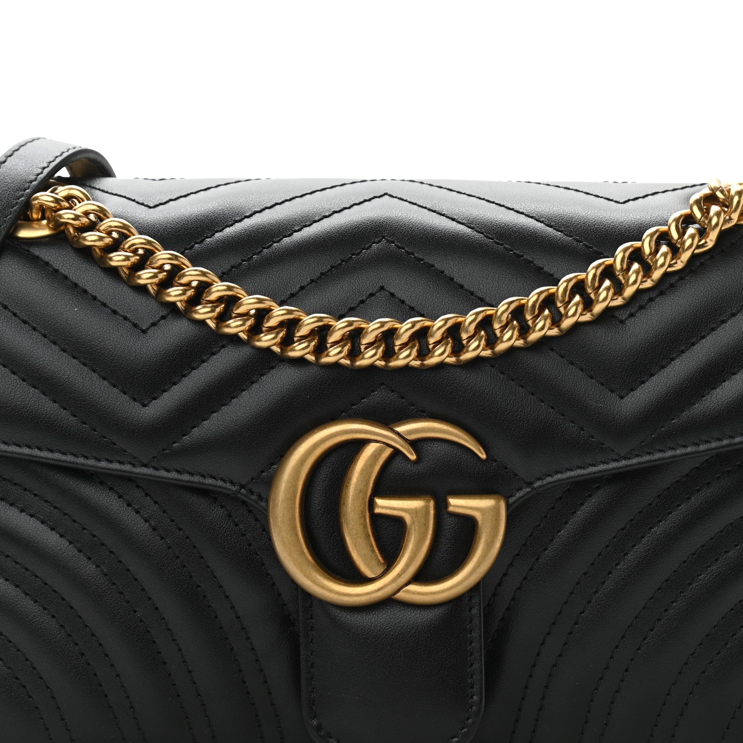 Gucci Calfskin Matelasse Small GG Marmont Shoulder Bag Black 8 of 10