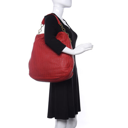Christian Dior Lambskin Woven Dior Soft Hobo Rouge Moyen 1 of 13