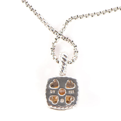 David Yurman Sterling Silver Pave Diamond Citrine 7mm Petite Albion Pendant Necklace 10 of 10