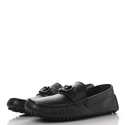 Gucci Soft Clove Calfskin Monochrome Mens Interlocking G Driver Loafers 9 Black 3 of 8