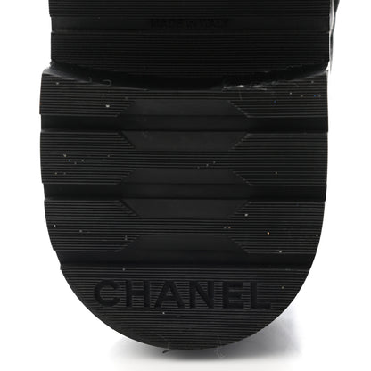 Chanel Shiny Goatskin Calfskin Quilted Lace Up Combat Boots 38 Black 8 of 14