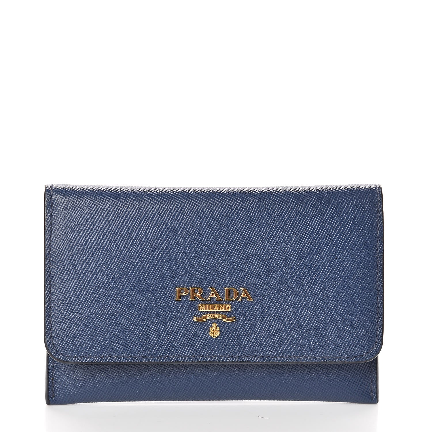 Prada Saffiano Metal Flap Wallet Bleuette 3 of 7