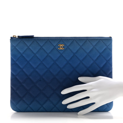 Chanel Caviar Ombre Medium Cosmetic Case Blue 2 of 8