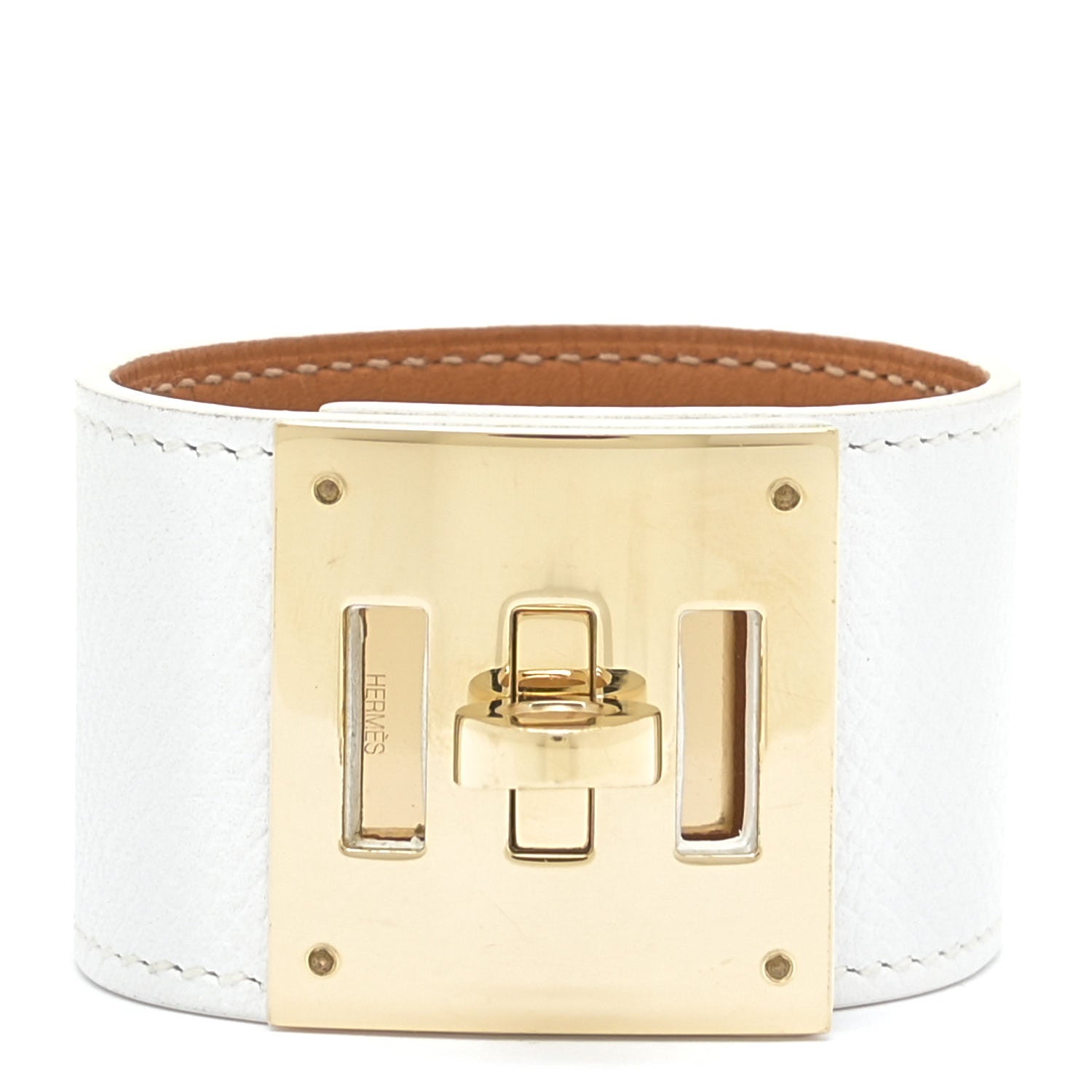 Hermes Epsom Kelly Dog Bracelet White 1 of 10