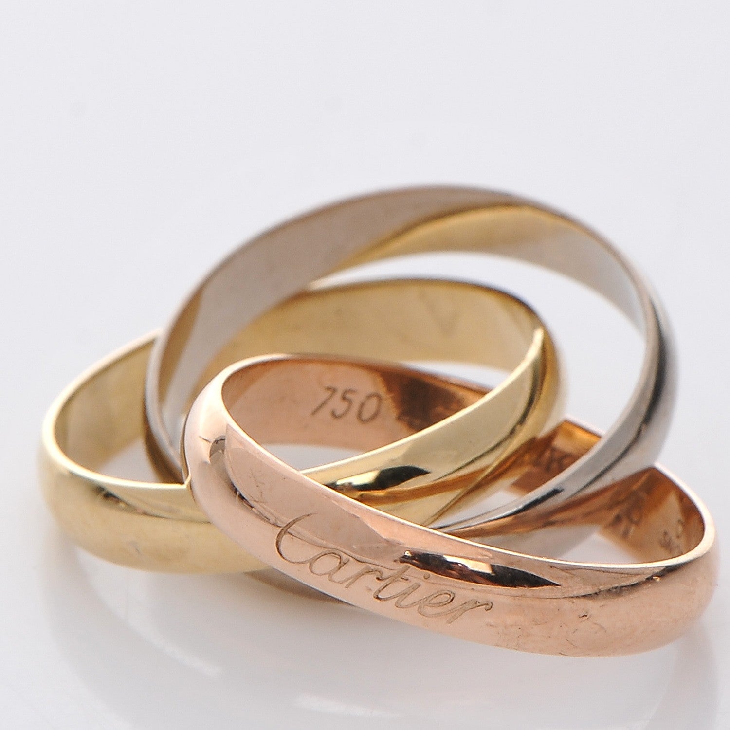 Cartier 18K Pink Yellow White Gold Small Trinity Ring 49 4.75 6 of 7