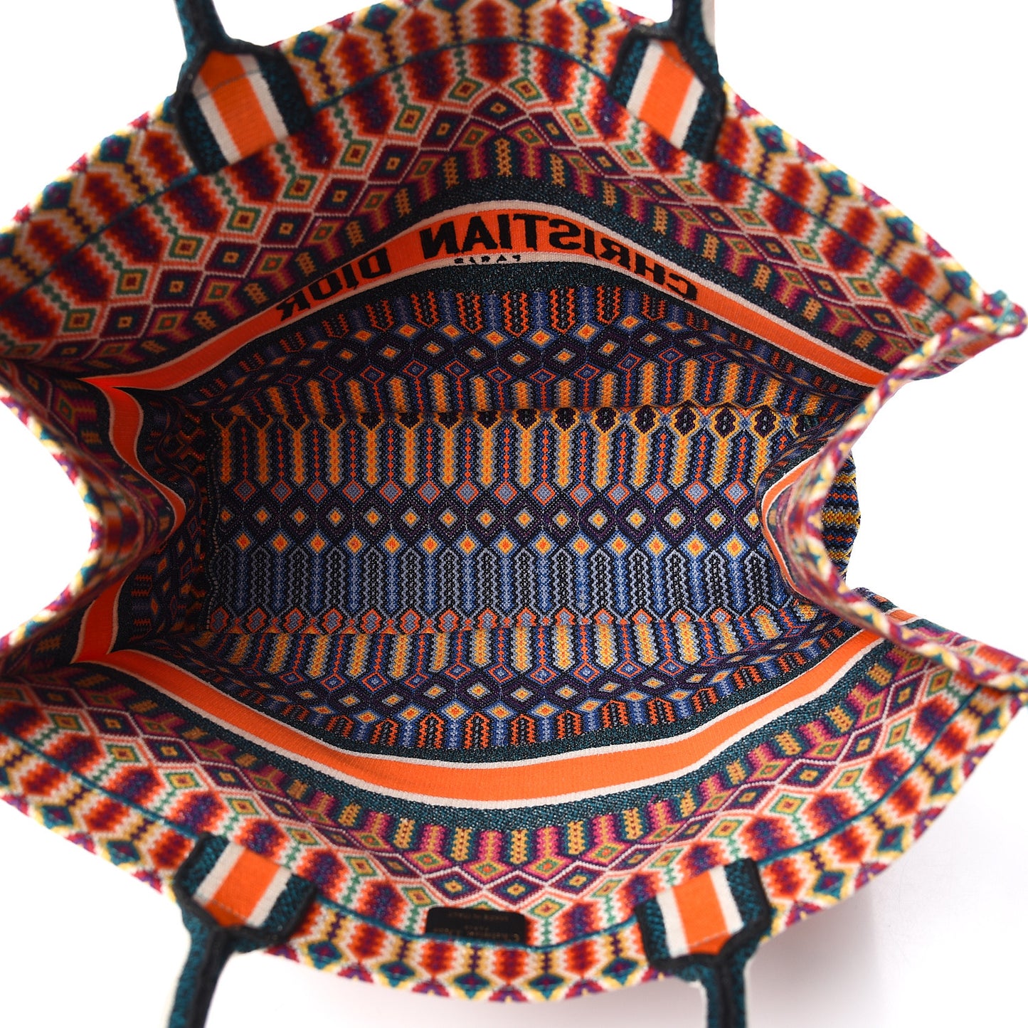 Canvas Embroidered Large Book Tote Orange Multicolor
