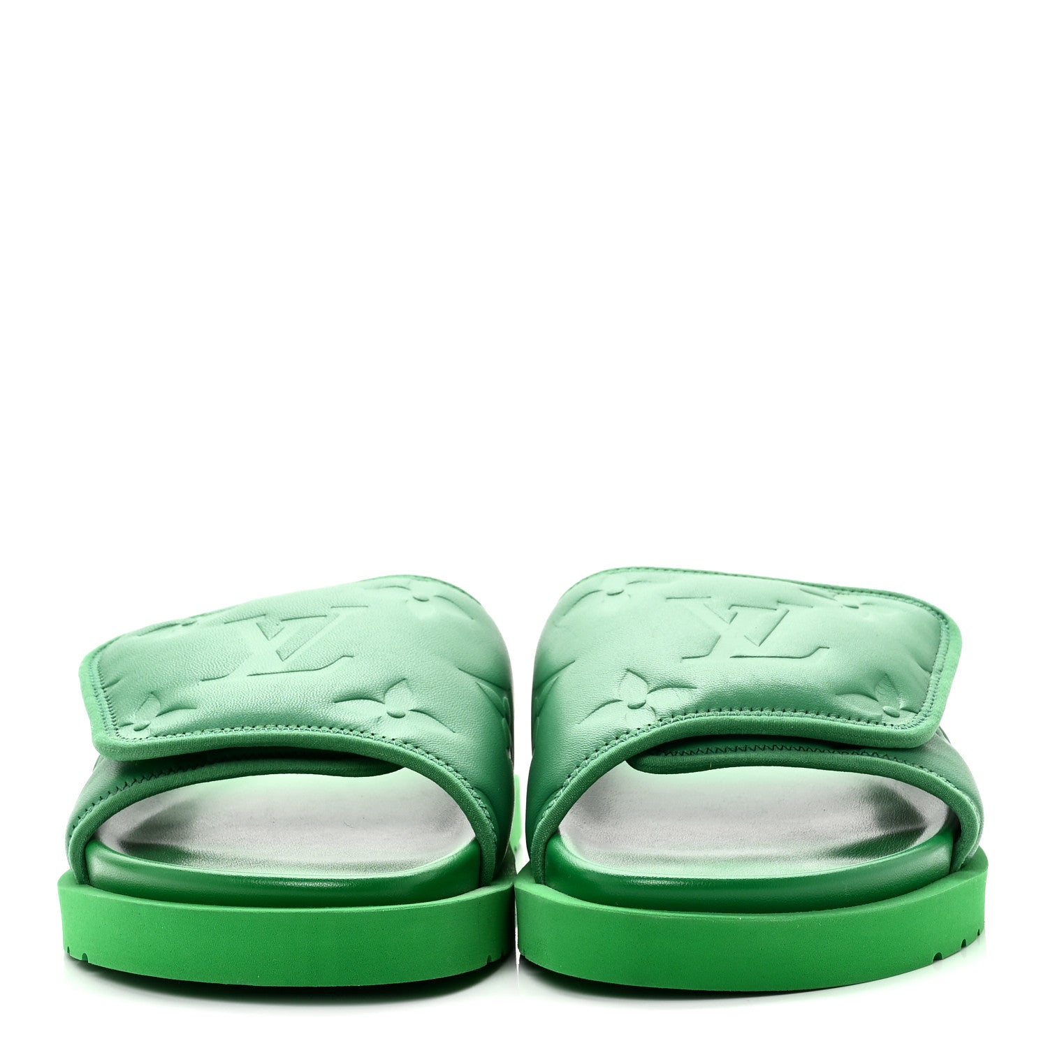 LOUIS VUITTON サンダル グリーン Louis Vuitton Embossed Monogram Pool Pillow Comfort Mules 9 Green