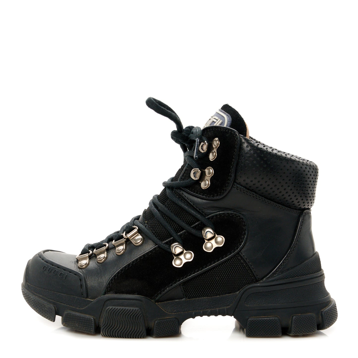 X SEGA Calfskin Suede Technical Canvas Womens Flashtrek High-Top Sneakers 35 Black