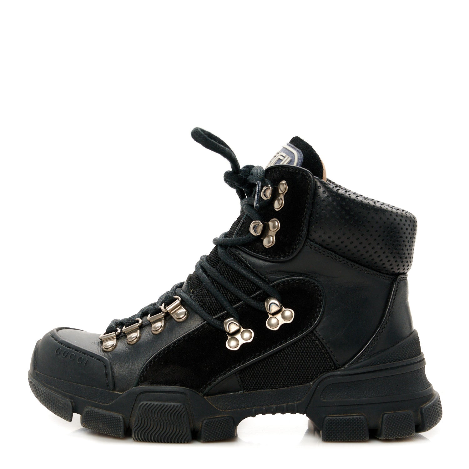 Gucci X SEGA Calfskin Suede Technical Canvas Womens Flashtrek High-Top Sneakers 35 Black 1 of 10