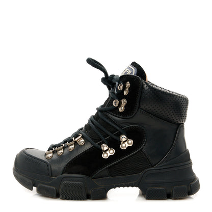 Gucci X SEGA Calfskin Suede Technical Canvas Womens Flashtrek High-Top Sneakers 35 Black 1 of 10