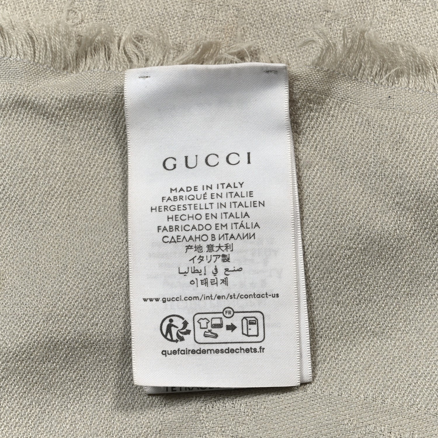 Gucci Wool Silk Jacquard GG Monogram Square Shawl Grey 2 of 6