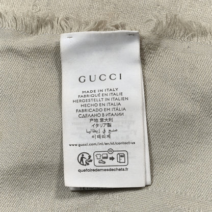 Gucci Wool Silk Jacquard GG Monogram Square Shawl Grey 2 of 6