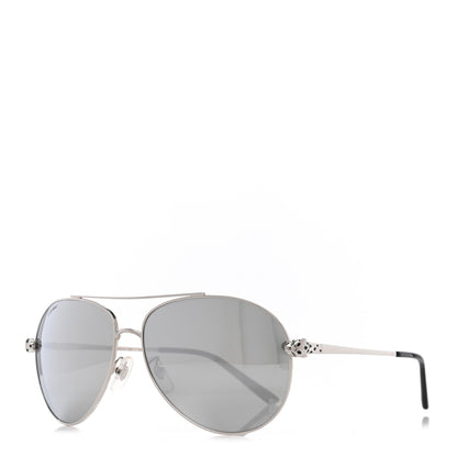 Cartier Panthere De Cartier Aviator Sunglasses Silver 1 of 9