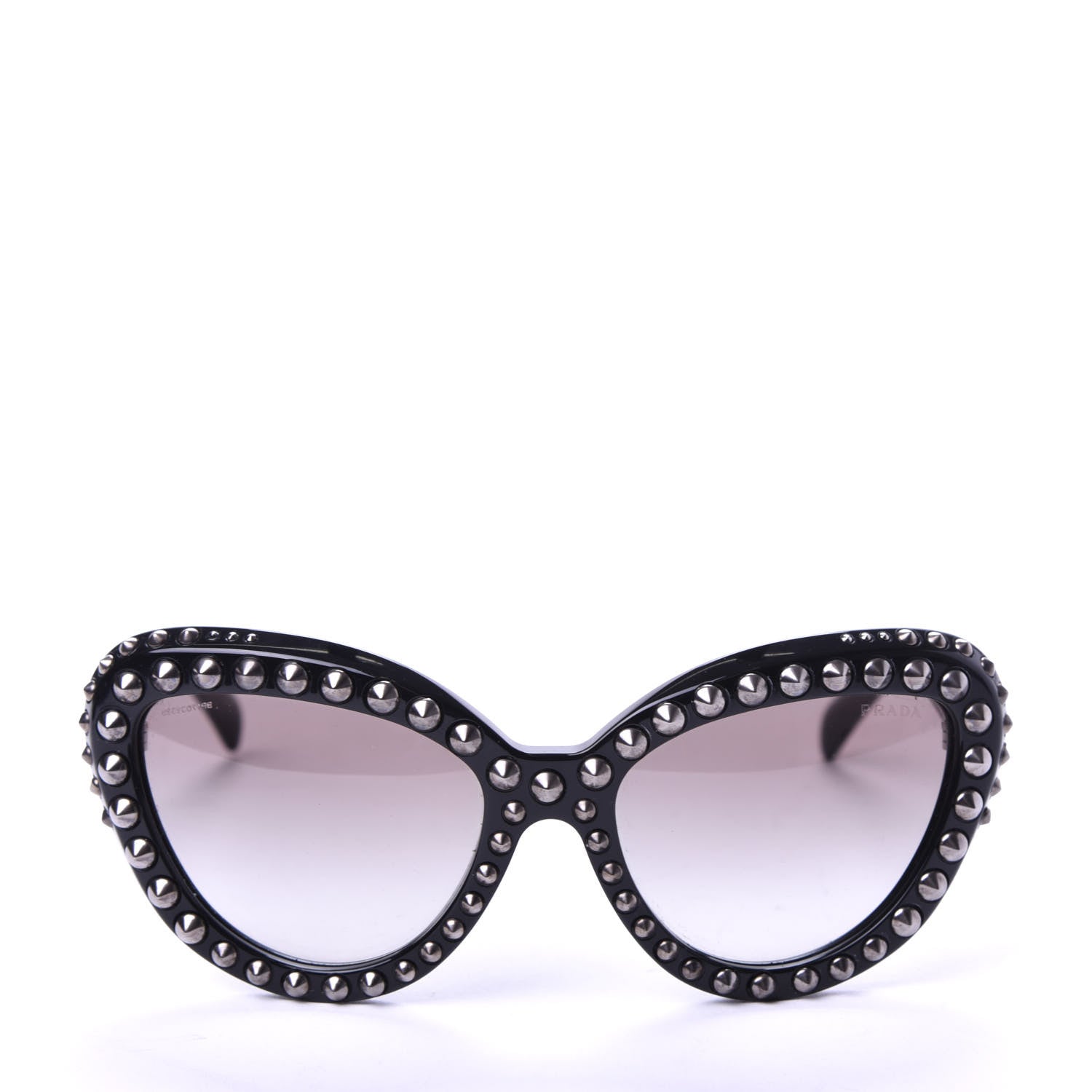Prada Acetate Studded Ornate Cat Eye Sunglasses SPR 31Q Black 2 of 7
