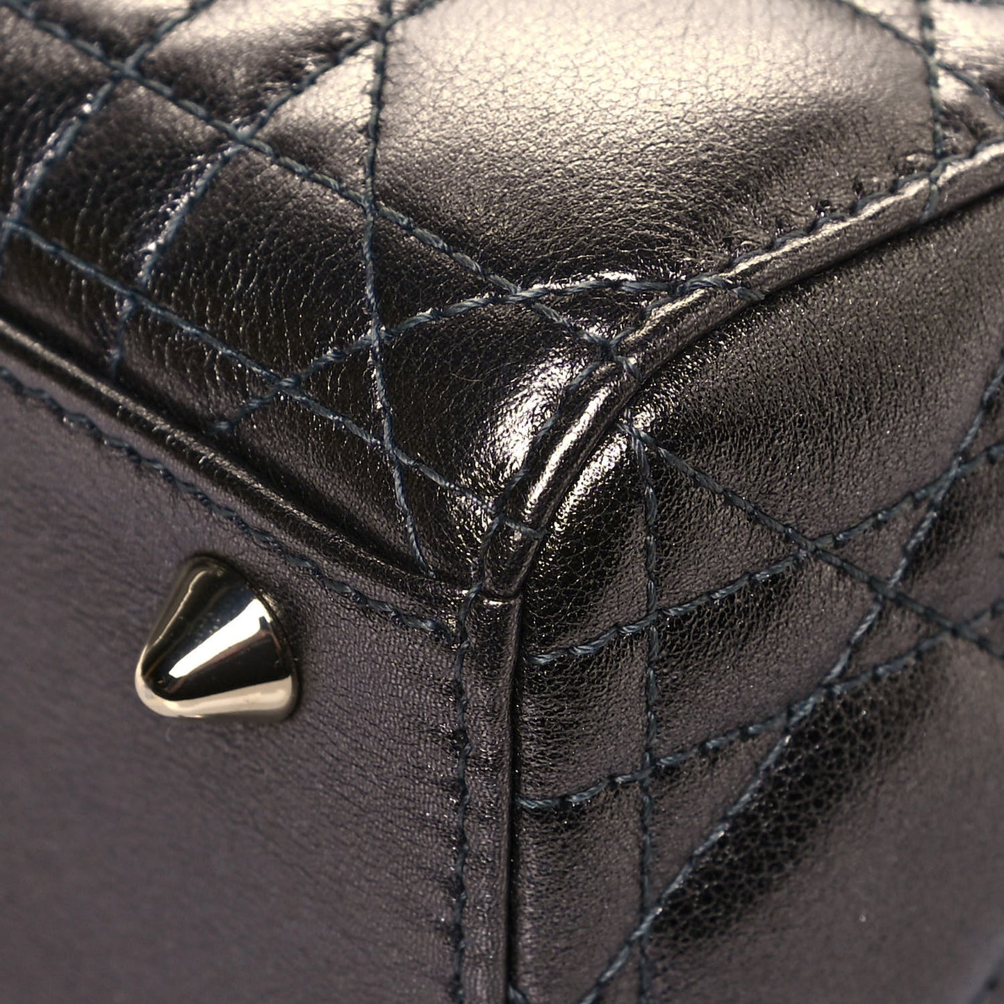 Metallic Grained Calfskin Cannage My ABCDior Lady Dior Gunmetal