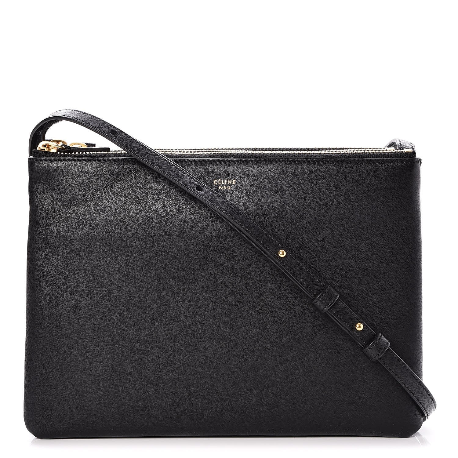 Celine Lambskin Large Trio Crossbody Bag Black 1 of 9