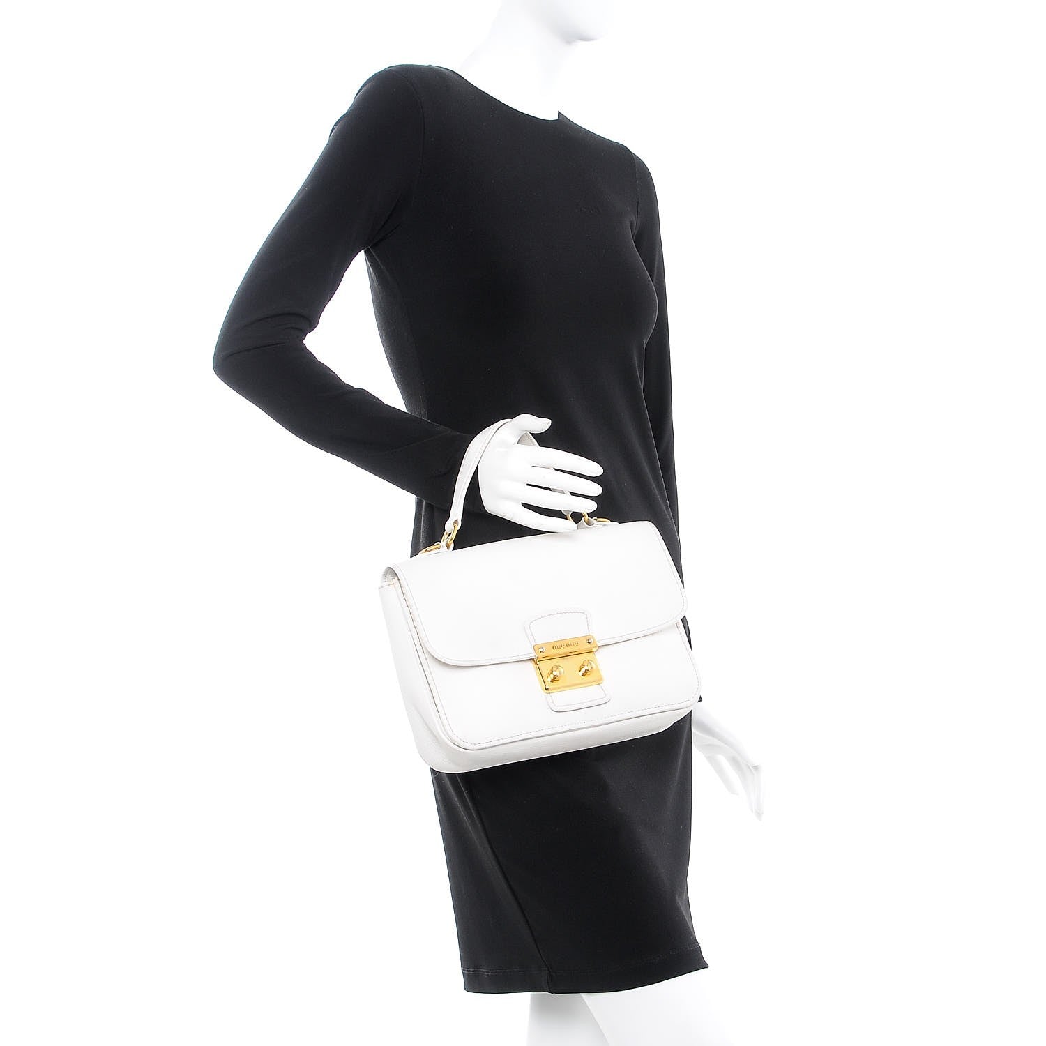 Miu Miu Goatskin Madras Shoulder Bag White 2 of 11