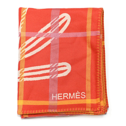 Hermes Wool Littoral Blanket Terracotta 1 of 3