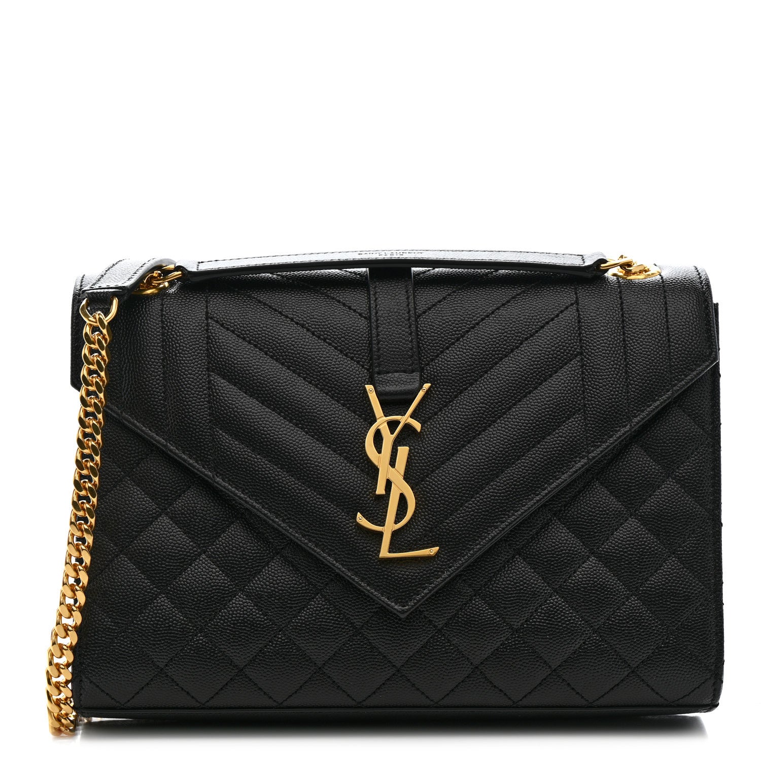 Saint Laurent Grain De Poudre Textured Mixed Matelasse Triquilt Medium Monogram Satchel Black 1 of 11