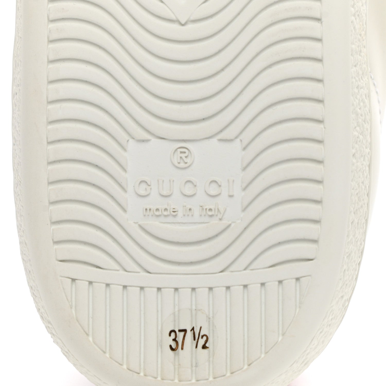 Gucci Calfskin Interlocking G Perforated Womens Ace Sneakers 37.5 White Hibiscus Red 6 of 11