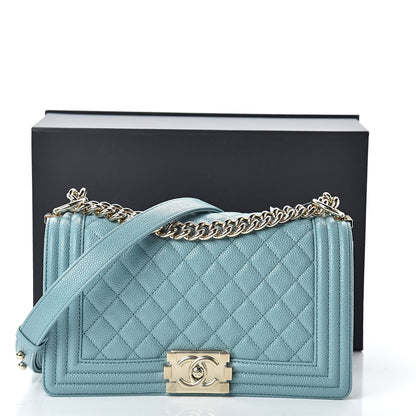 Chanel Caviar Quilted Medium Boy Flap Light Blue 11 of 11