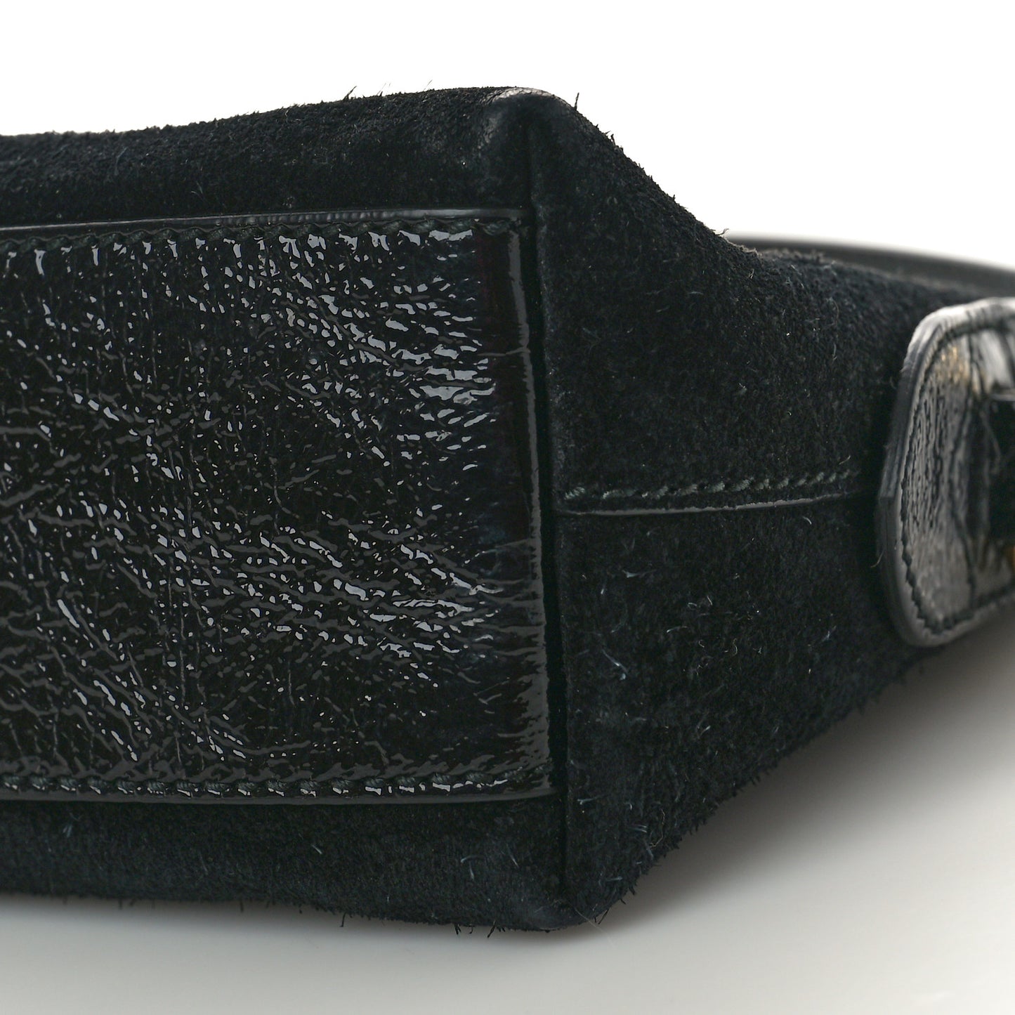 Suede Patent Web GG Small Ophidia Dome Shoulder Bag Black