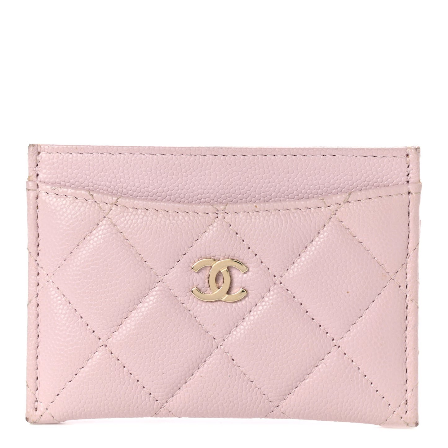 Caviar Quilted Card Holder Light Pink