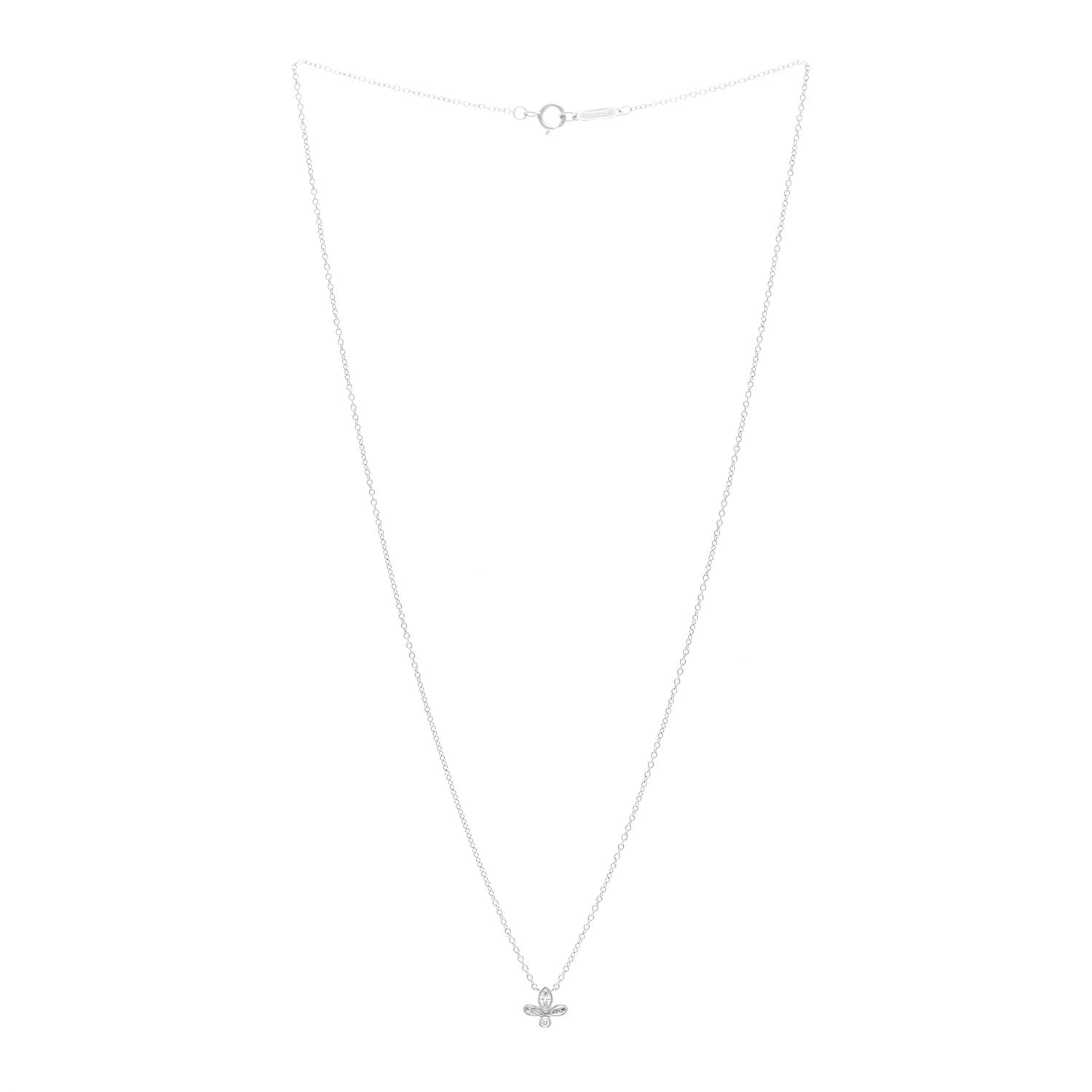 Tiffany Platinum Diamond Fleur de Lis Pendant Necklace 3 of 5