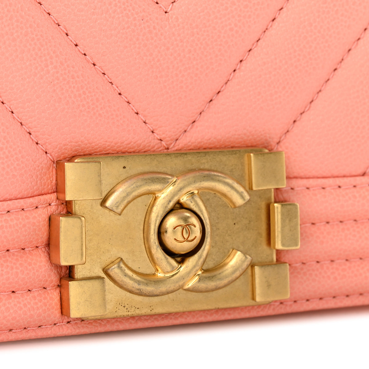 Chanel Caviar Chevron Quilted Small Boy Flap Orange 12 of 12