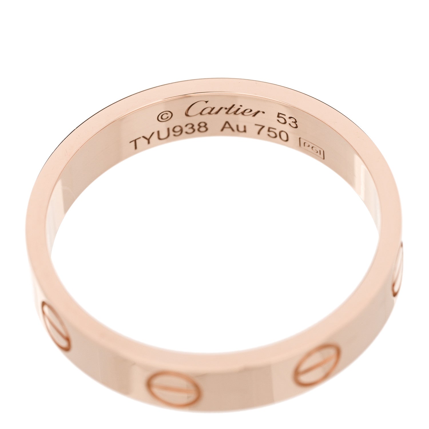 Cartier 18K Pink Gold 3.5mm LOVE Wedding Band Ring 53 6.5 4 of 5