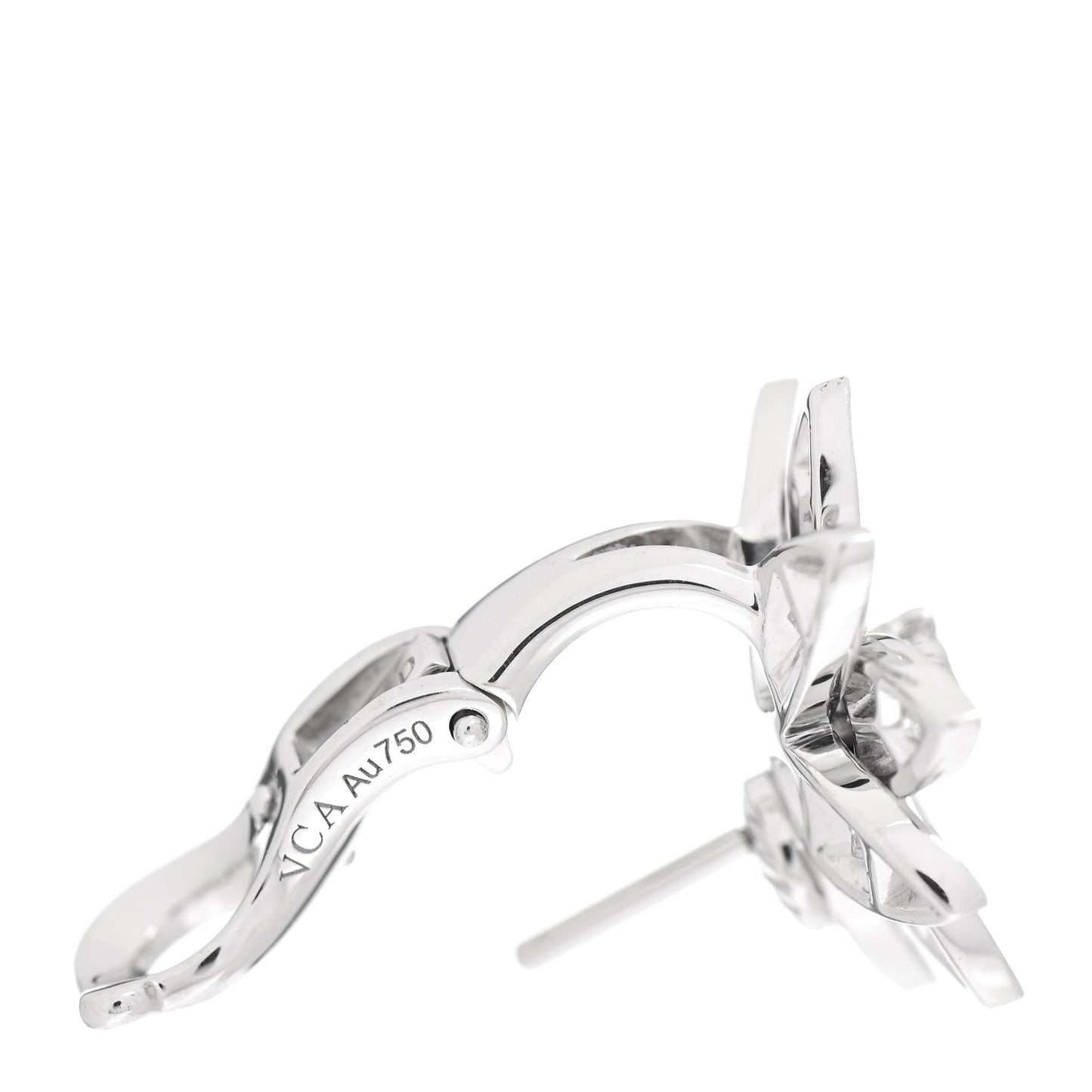 18K White Gold Diamond Small Lotus Earrings