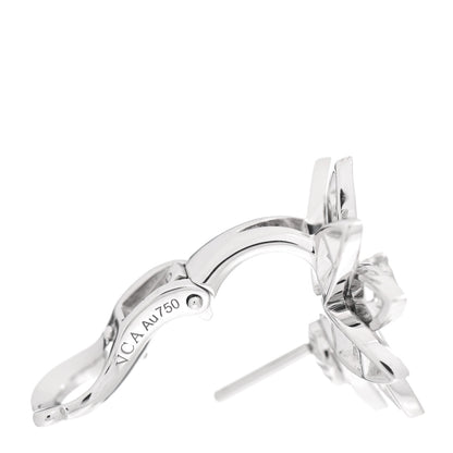 Van Cleef & Arpels 18K White Gold Diamond Small Lotus Earrings 4 of 5