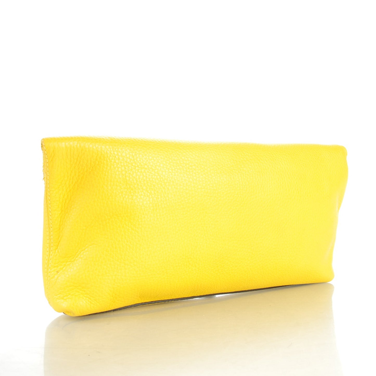 Grainy Calfskin Padlock Skull Clutch Yellow