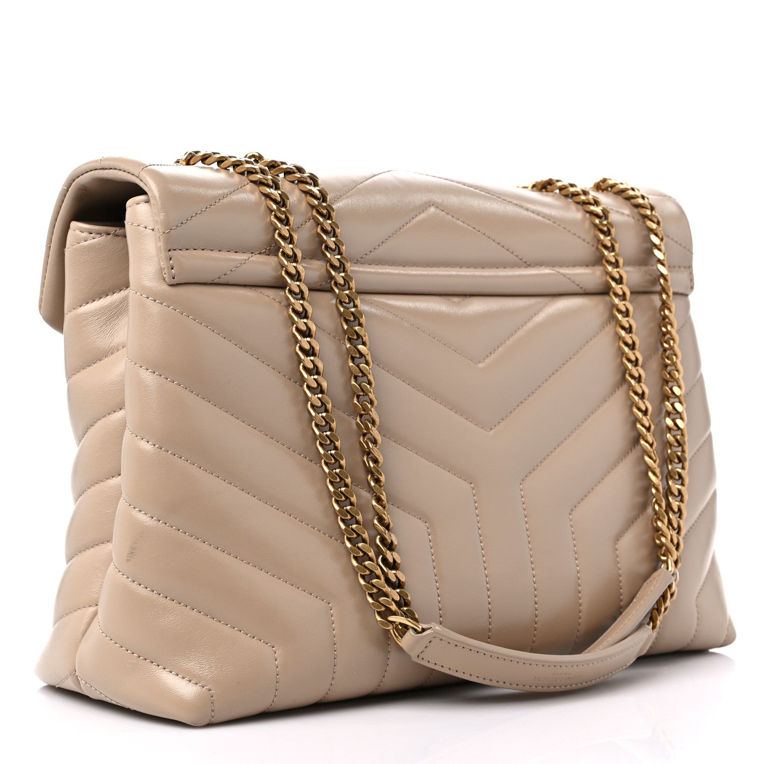 Saint Laurent Calfskin Y Quilted Monogram Medium Loulou Chain Satchel Dark Beige 3 of 18