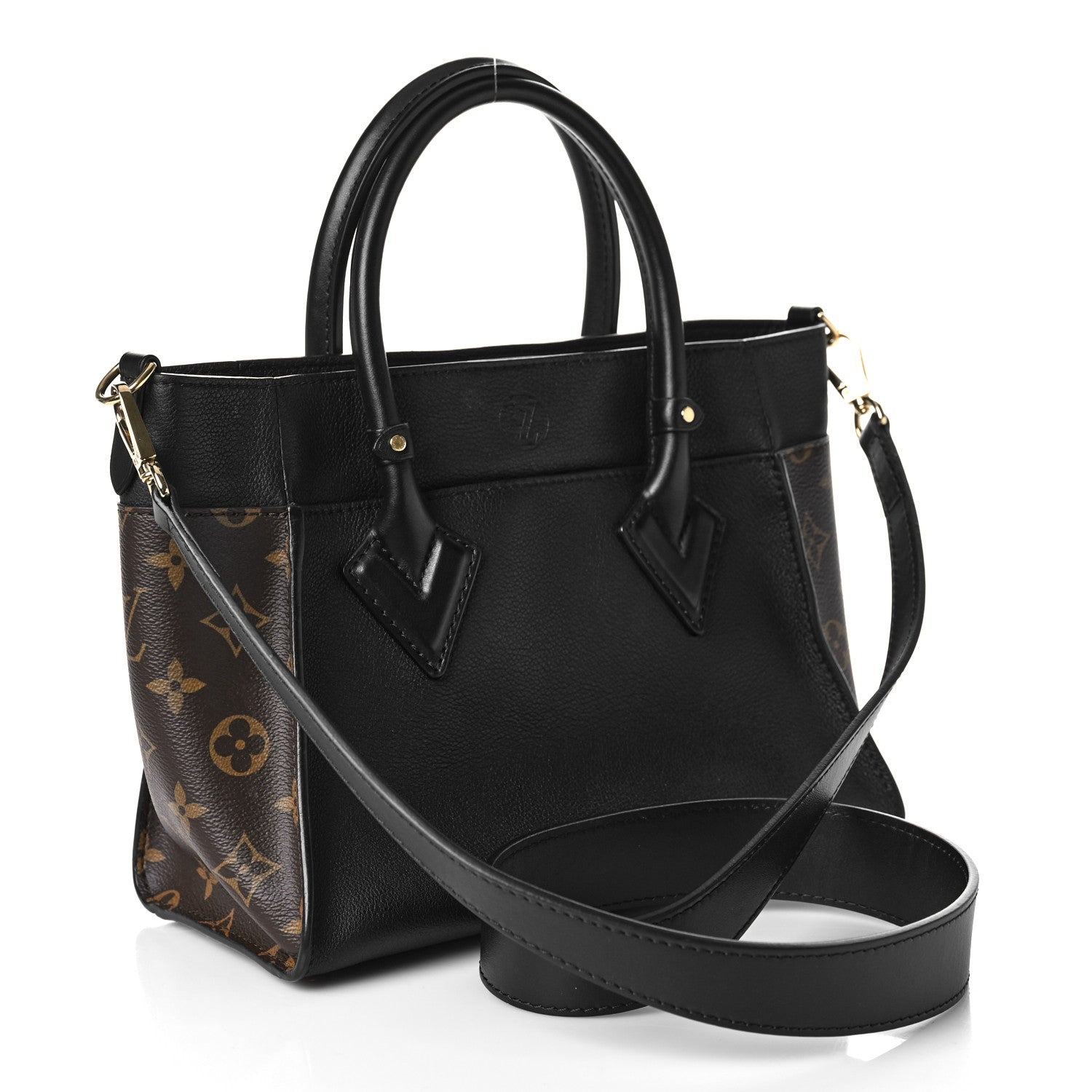 Louis Vuitton Calfskin Monogram On My Side PM Black 3 of 9