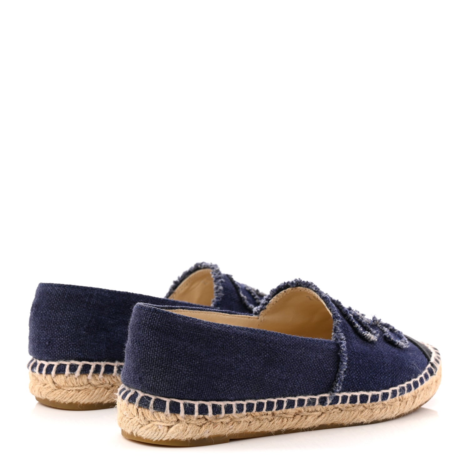 Chanel Denim Toile CC Espadrilles 38 Navy Black 4 of 10