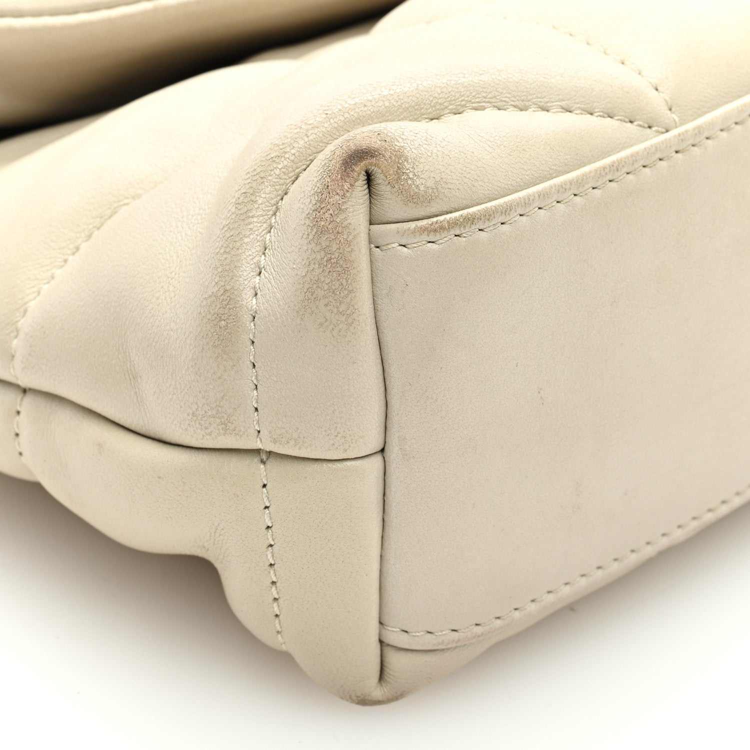 Saint Laurent Lambskin Quilted Toy Loulou Puffer Monogram Chain Satchel Blanc Vintage 7 of 8