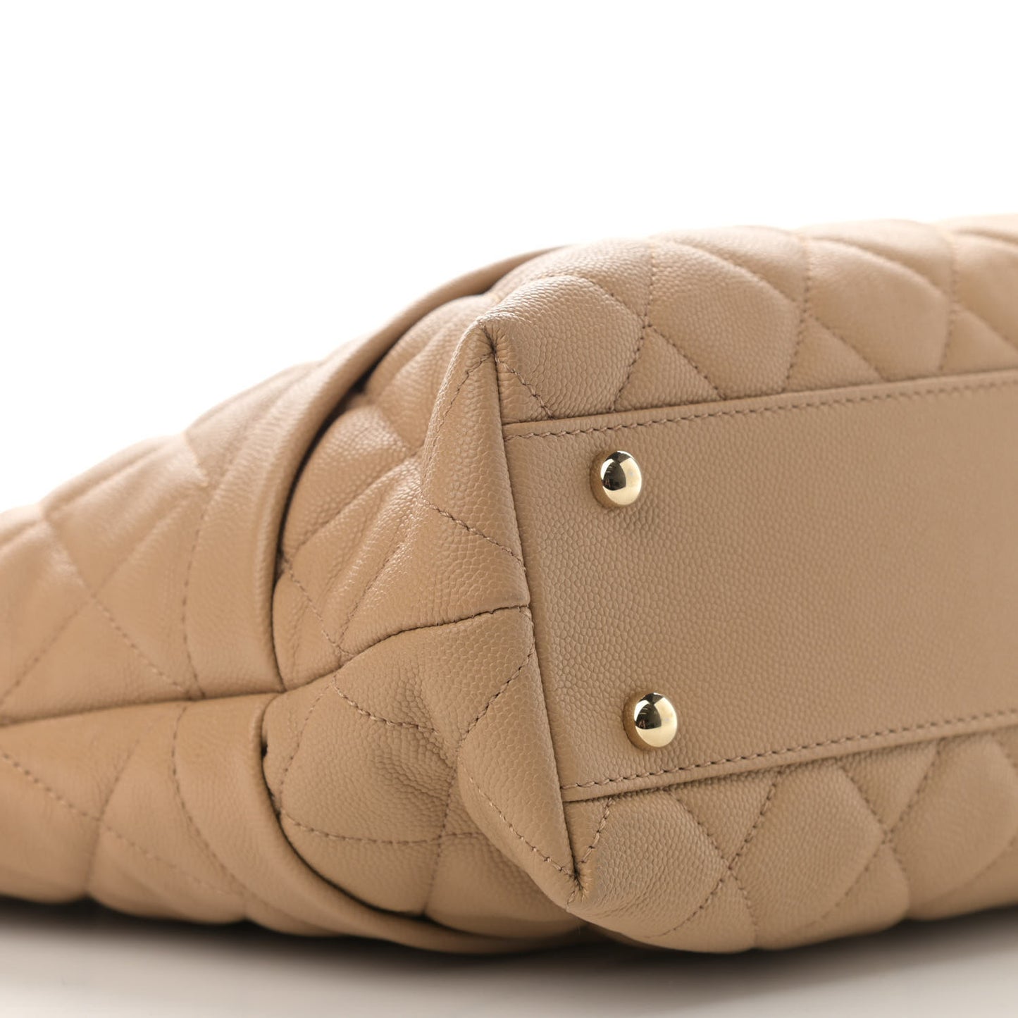 Caviar Quilted Rolled Up Tote Beige