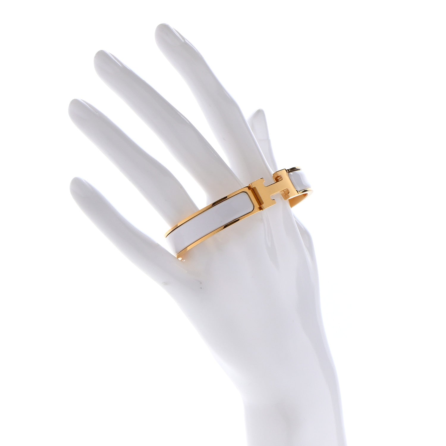 Hermes Enamel Narrow Clic Clac H Bracelet GM White 2 of 9