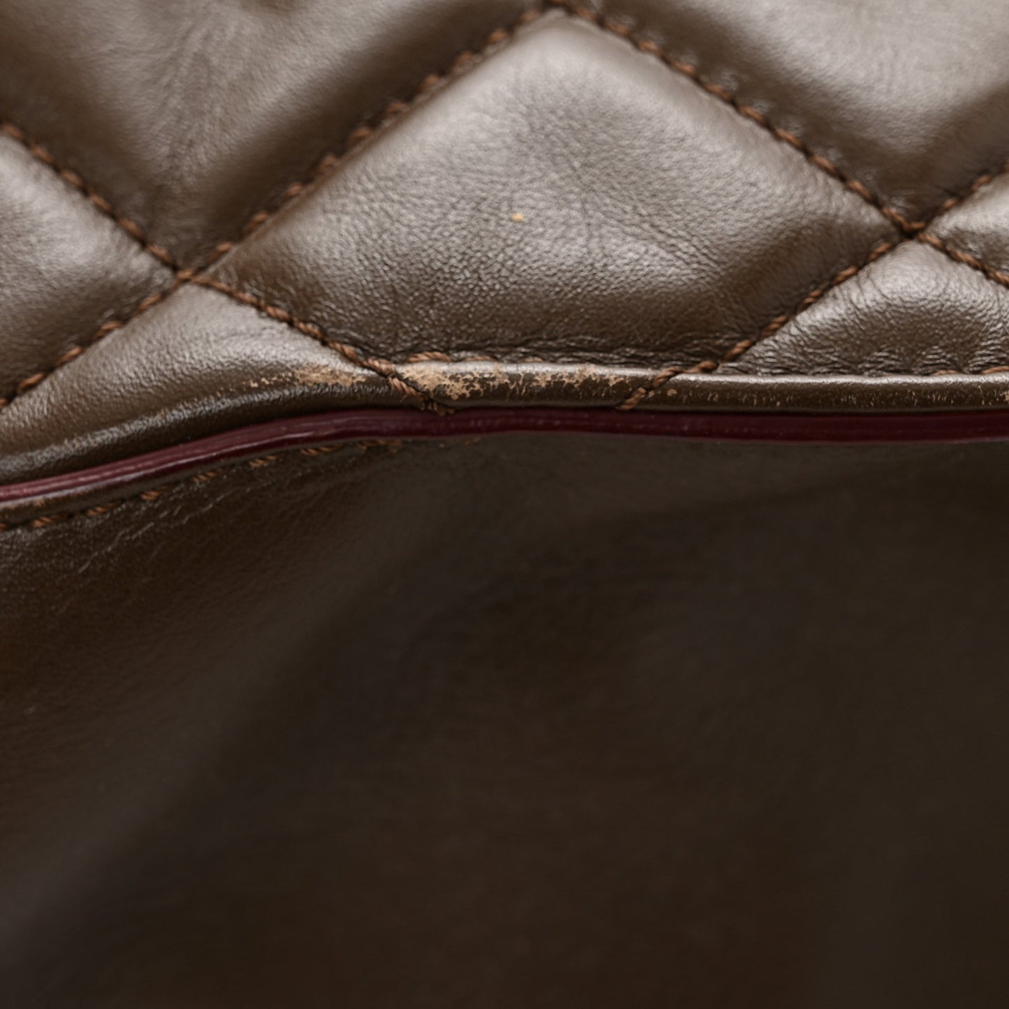 Calfskin Quilted Perfect Edge Tote Brown