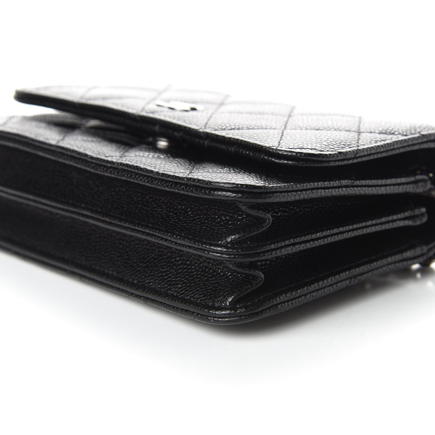 Caviar Quilted Mini Wallet On Chain WOC Black
