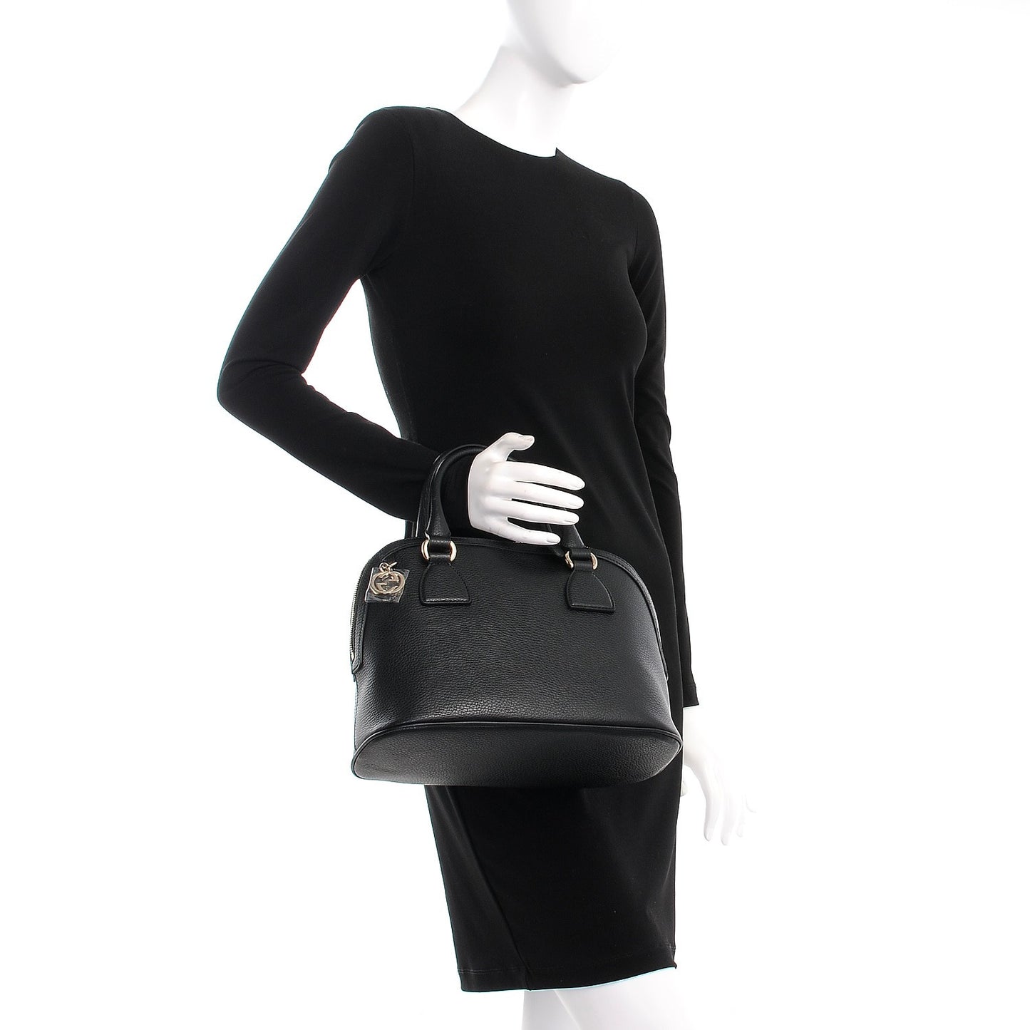 Calfskin Medium Dome Bag Black