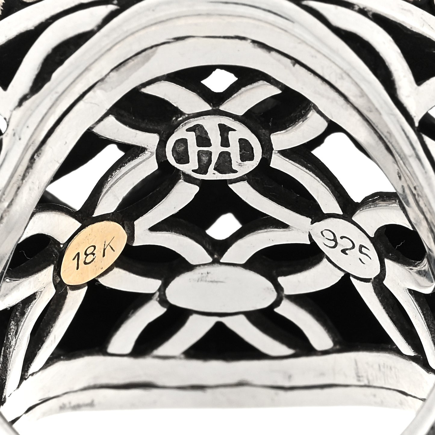 Sterling Silver 18K Yellow Gold Kawung Coin Ring 50 5.5