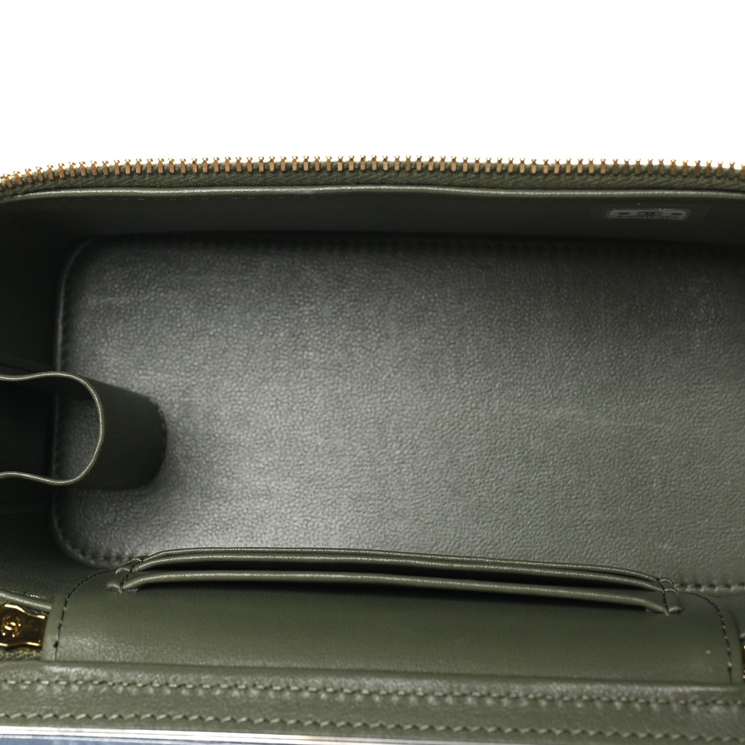 Chanel Shiny Crumpled Calfskin Quilted Pick Me Up Vanity Case Khaki 5 of 11