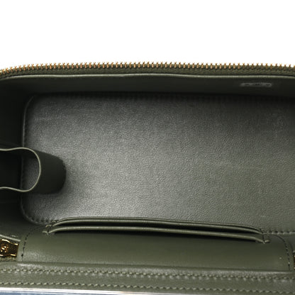 Chanel Shiny Crumpled Calfskin Quilted Pick Me Up Vanity Case Khaki 5 of 11