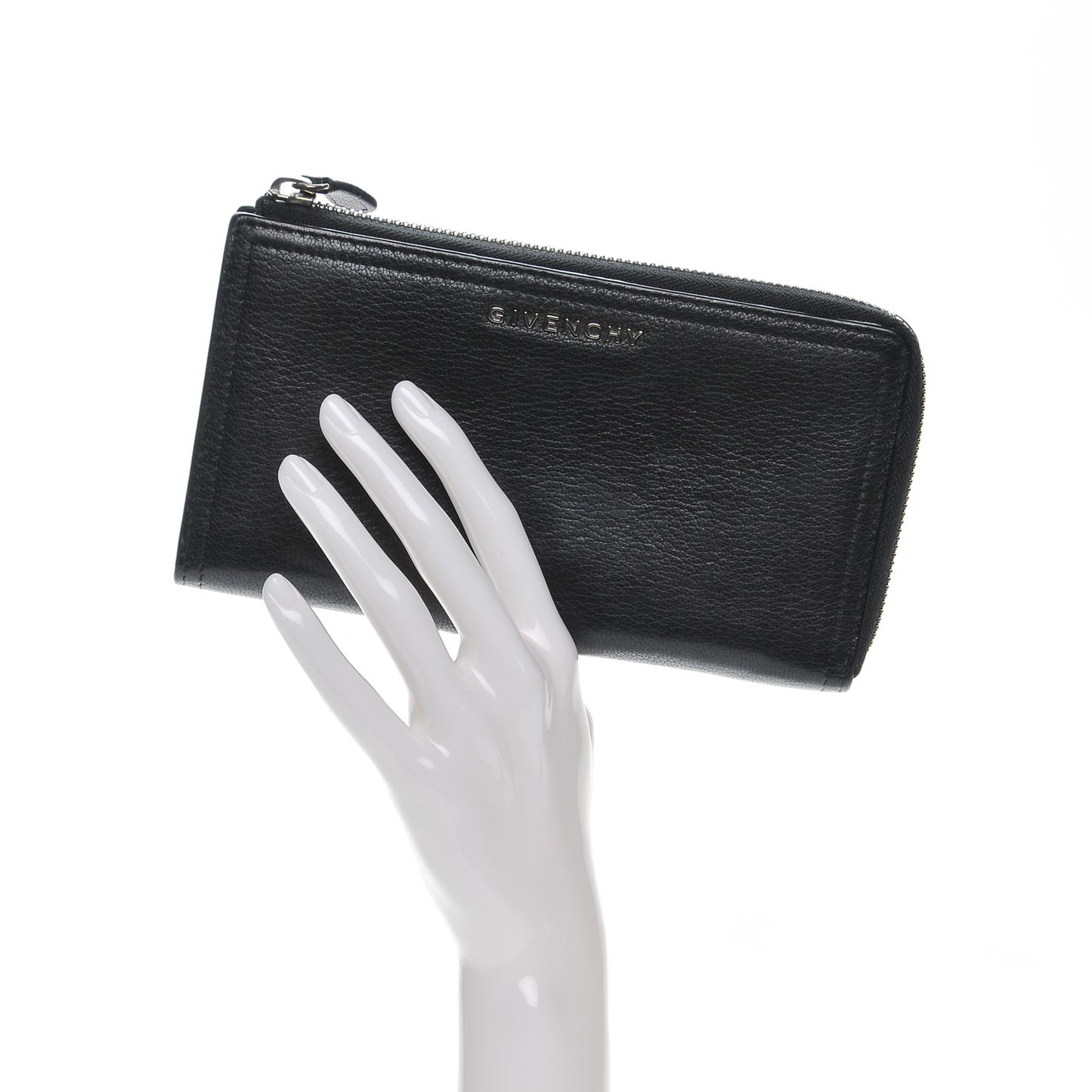 Sugar Goatskin Pandora Half Zip Long Wallet Black