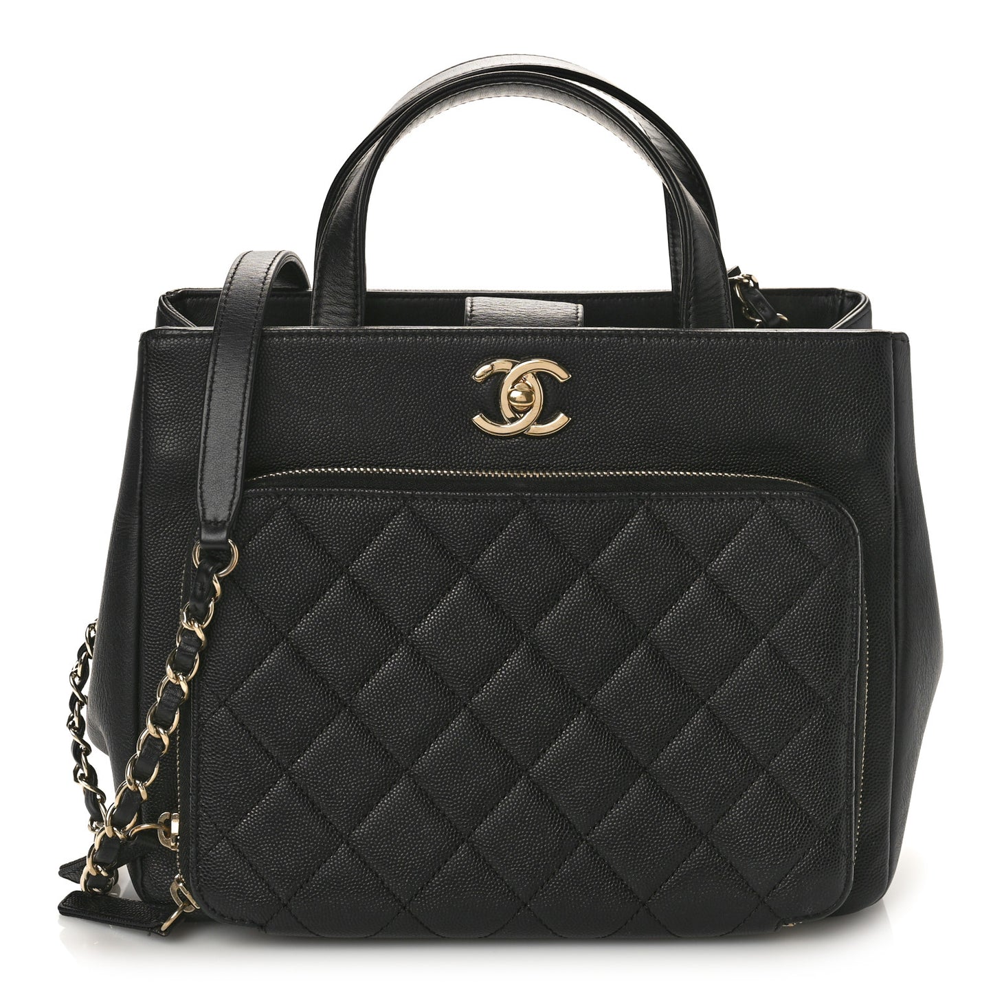 Caviar Quilted Small Business Affinity Shopping Bag Black